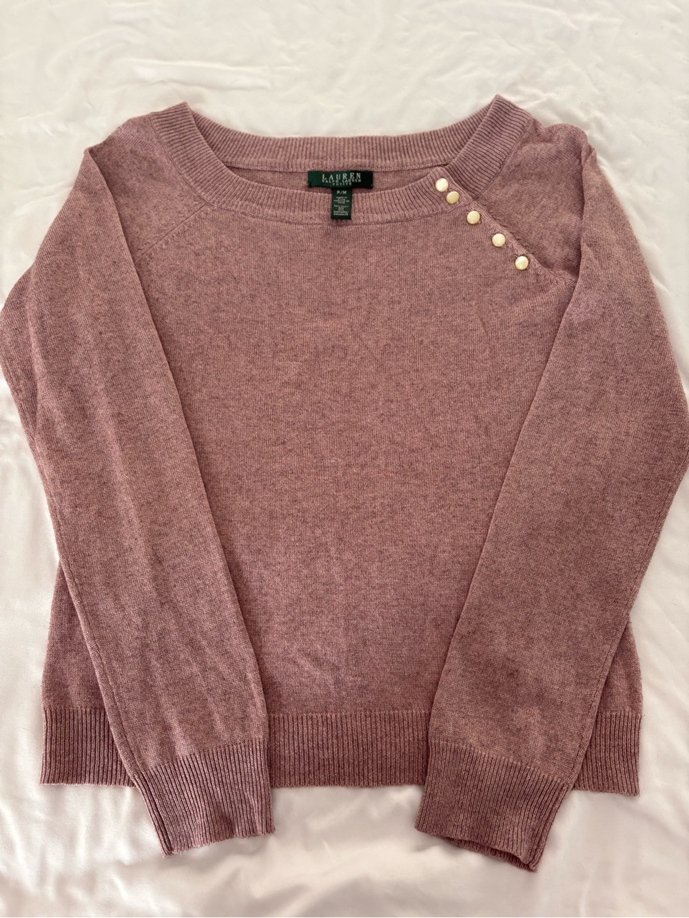 Ralph Lauren 86% silk Pearl-Button Boatneck Sweater